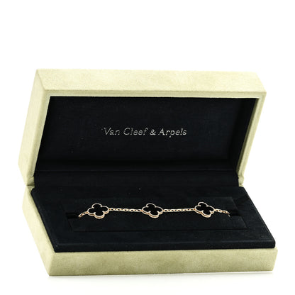 Van Cleef & Arpels 18K Yellow Gold Black Onyx 5 Motifs Vintage Alhambra Bracelet 5 of 5