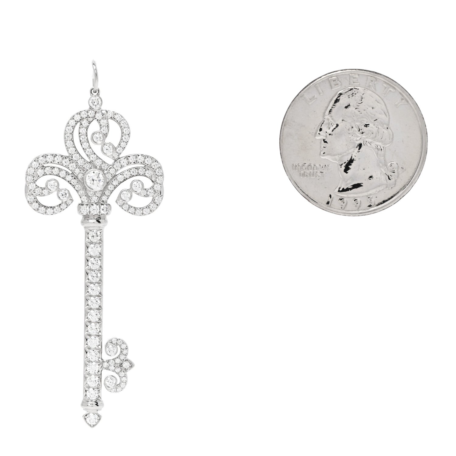 Tiffany Platinum Diamond Enchant Heart Key Pendant 2 of 5
