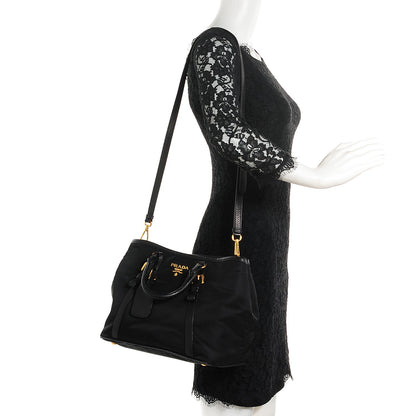 Prada Vitello Daino Tessuto Nylon Tote Nero Black 2 of 10