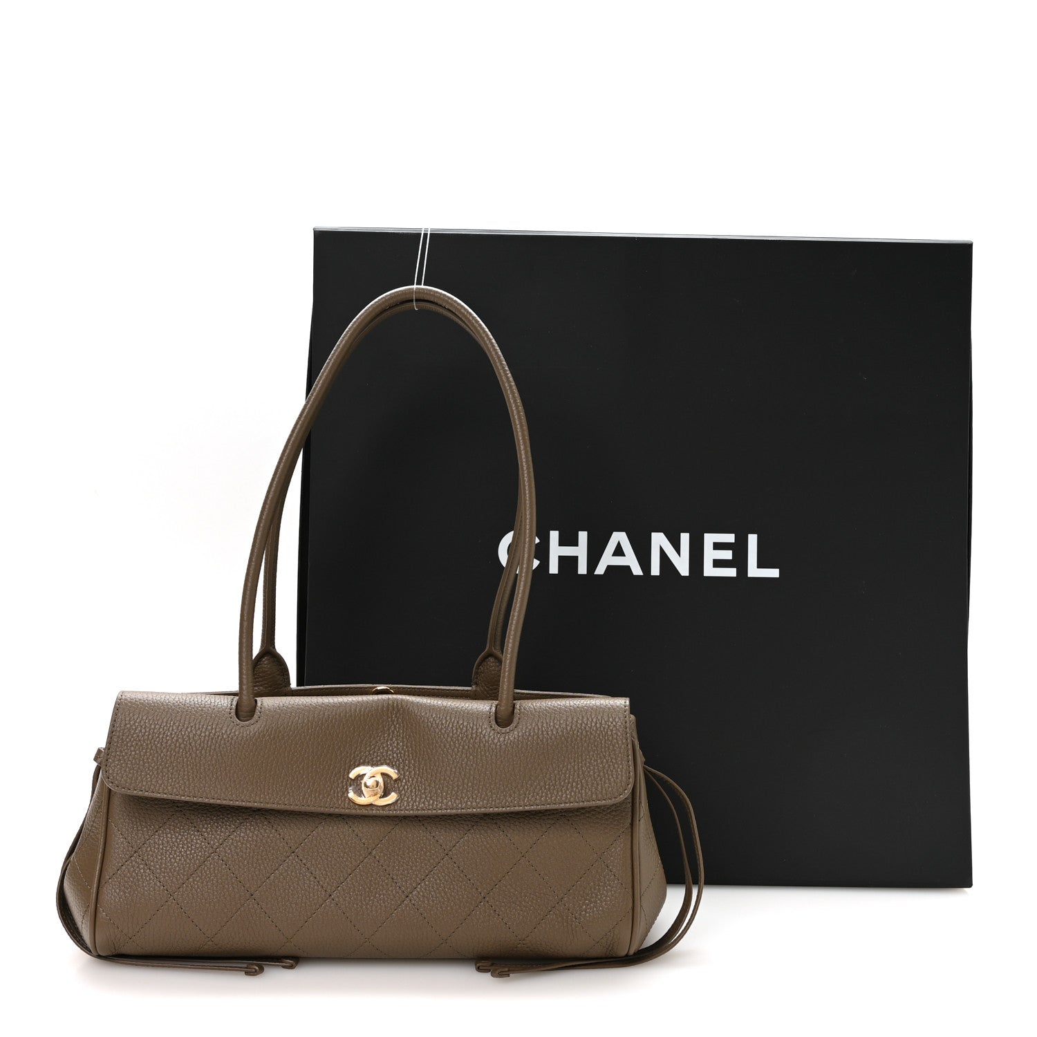 Chanel Grained Calfskin Stitched Urban Essentials Small Shopping Bag Dark Khaki 11 of 11