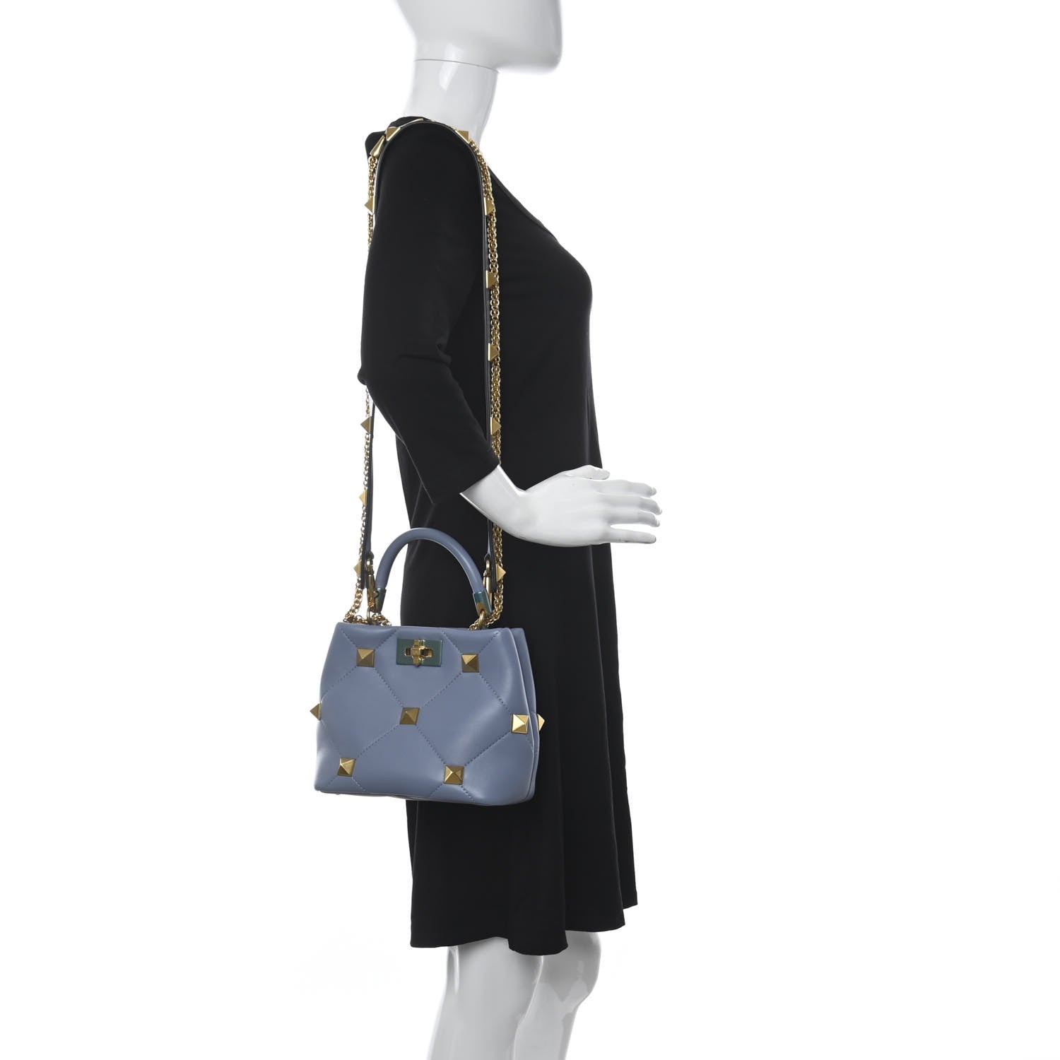 Valentino Garavani Nappa Small Roman Stud The Handle Bag Niagara 2 of 8