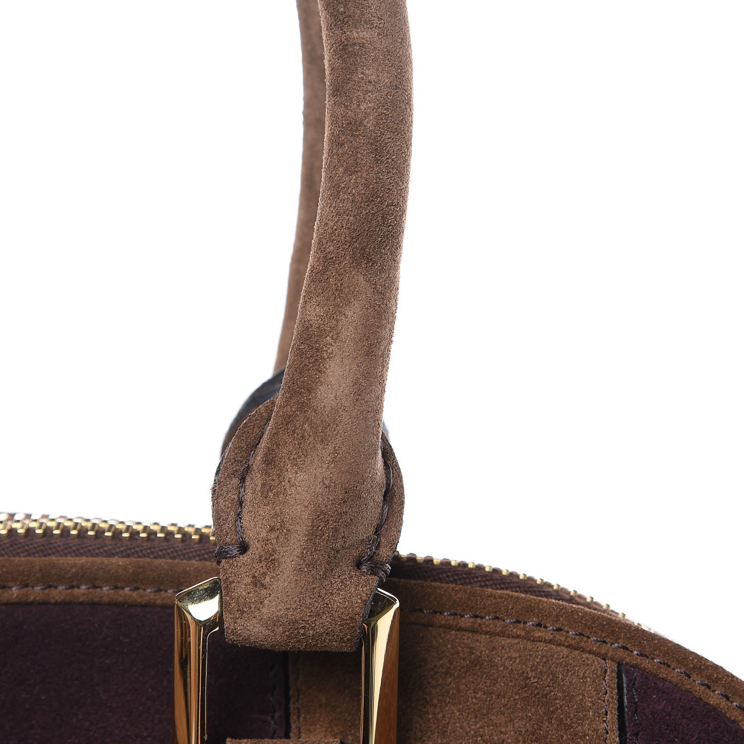 Burberry Suede Striped Medium Orchard Bowling Bag Fawn Brown Plum 13 of 13