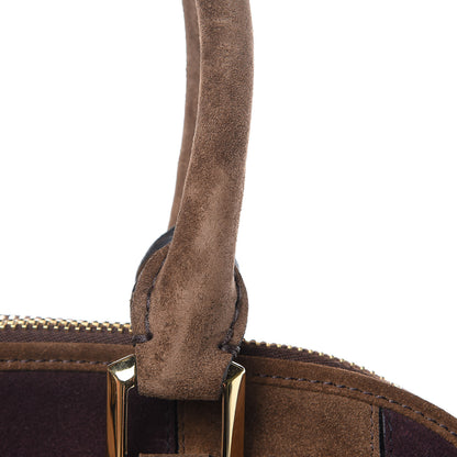 Burberry Suede Striped Medium Orchard Bowling Bag Fawn Brown Plum 13 of 13