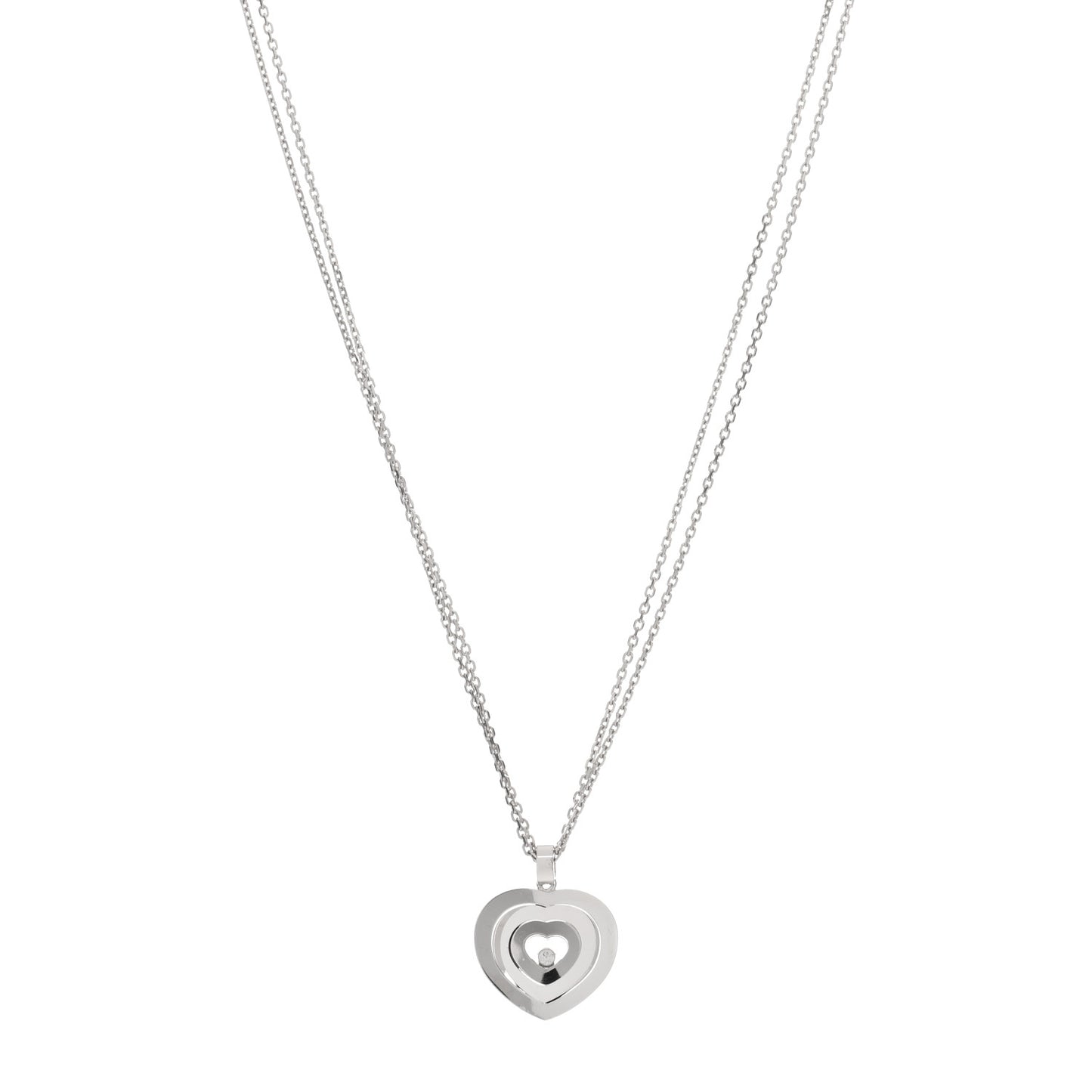 18K White Gold Happy Spirit Triple Heart Pendant Necklace