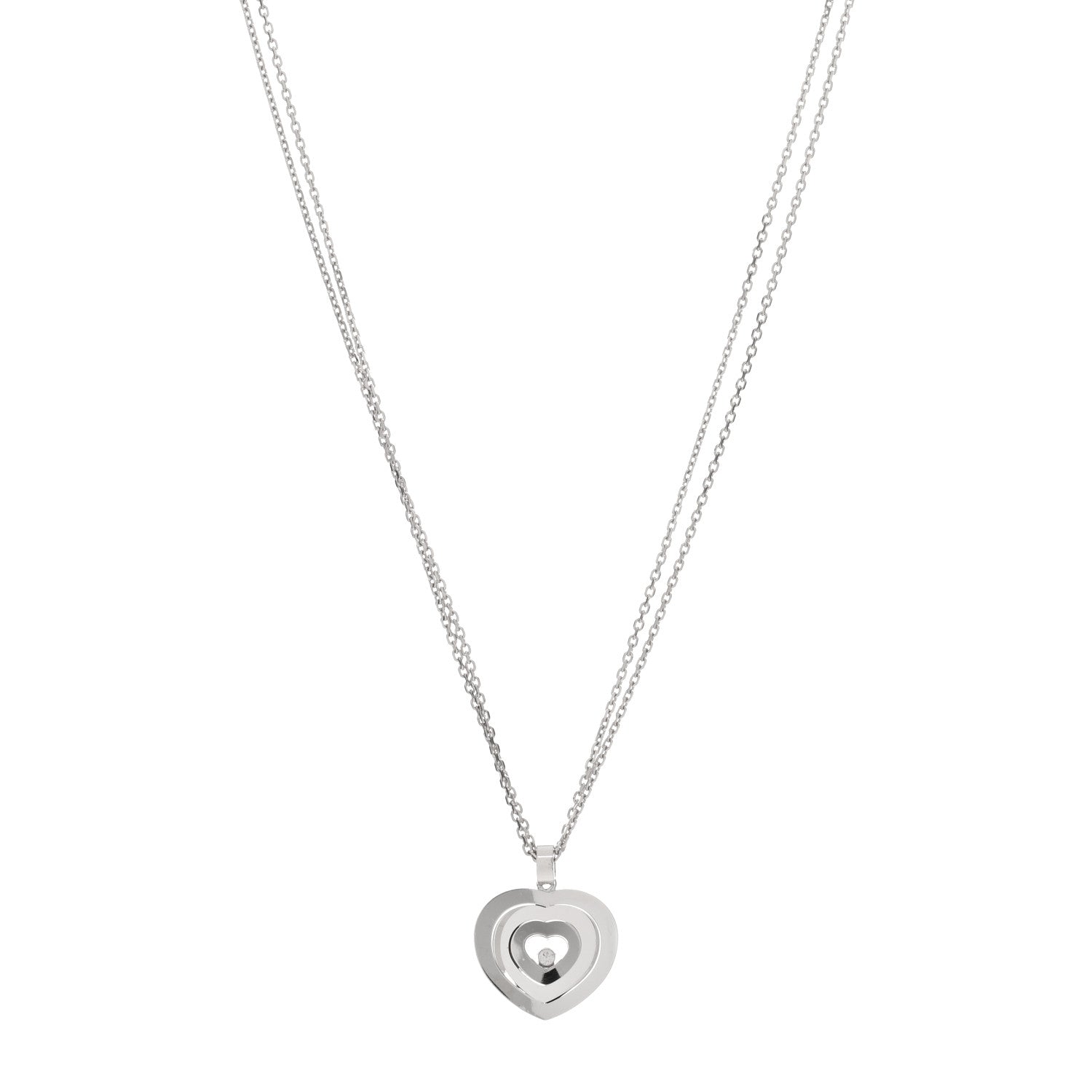 Chopard 18K White Gold Happy Spirit Triple Heart Pendant Necklace 1 of 3