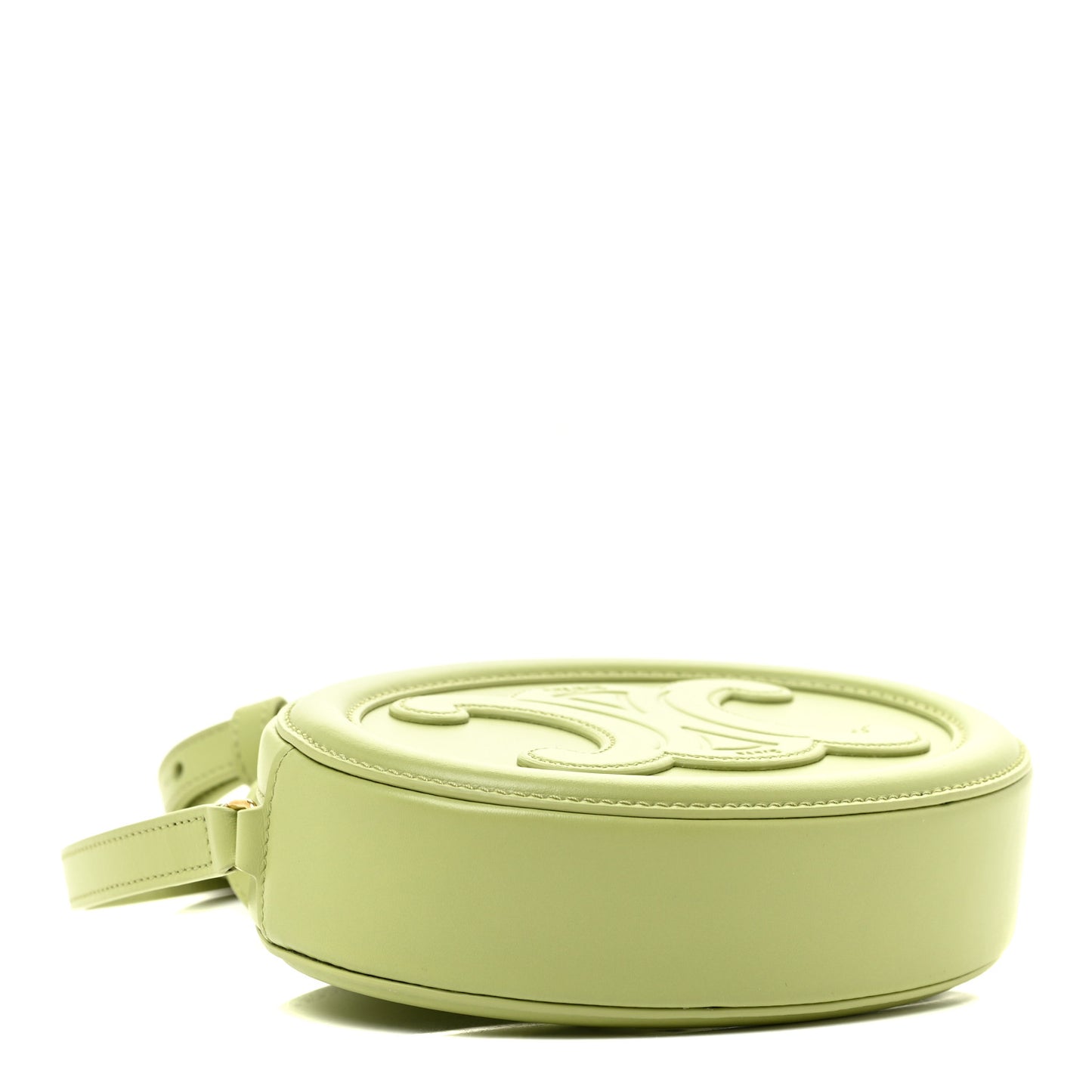 Smooth Calfskin Cuir Small Triomphe Oval Purse Crossbody Light Jade