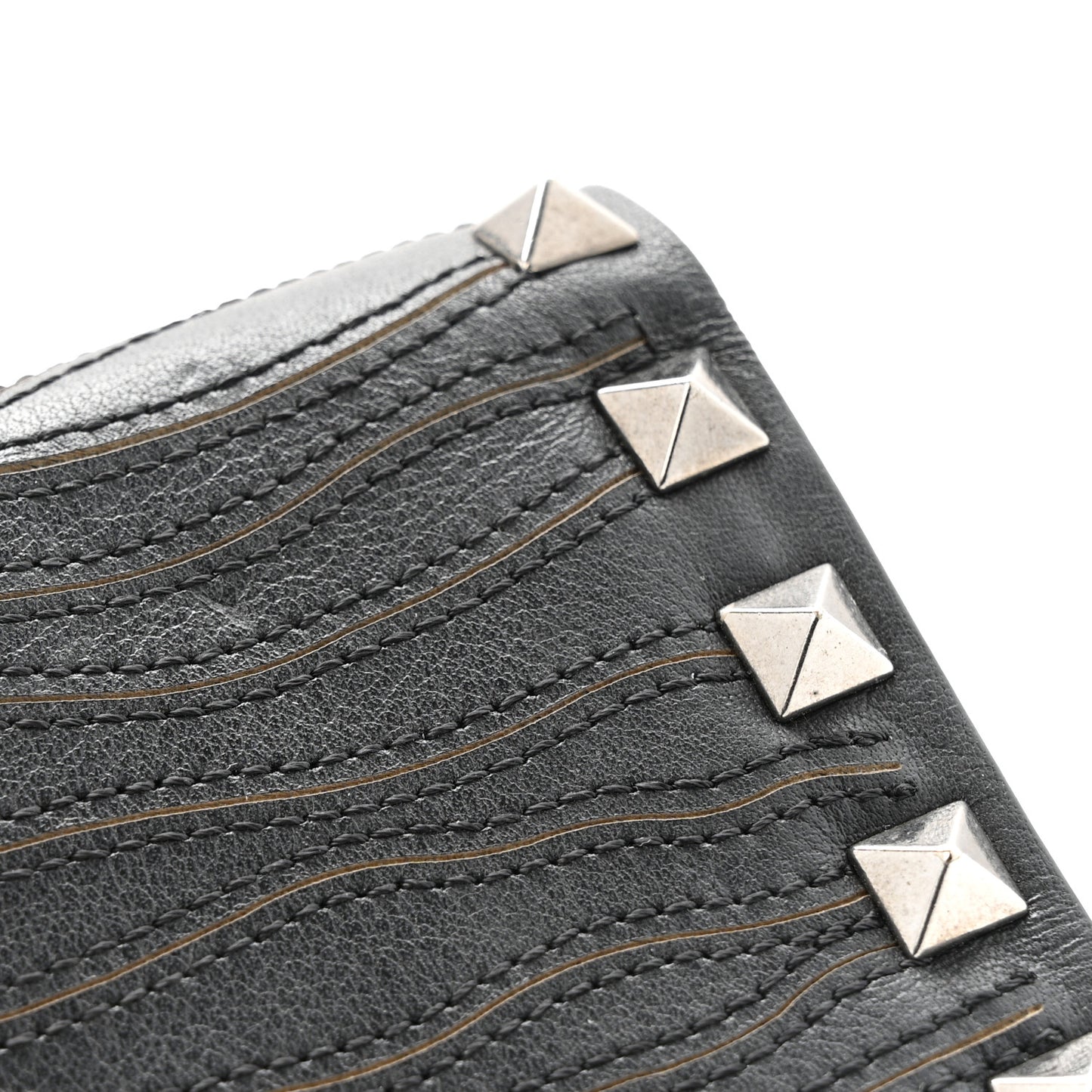 Calfskin Embroidered Rockstud Mini Crossbody Bag Black
