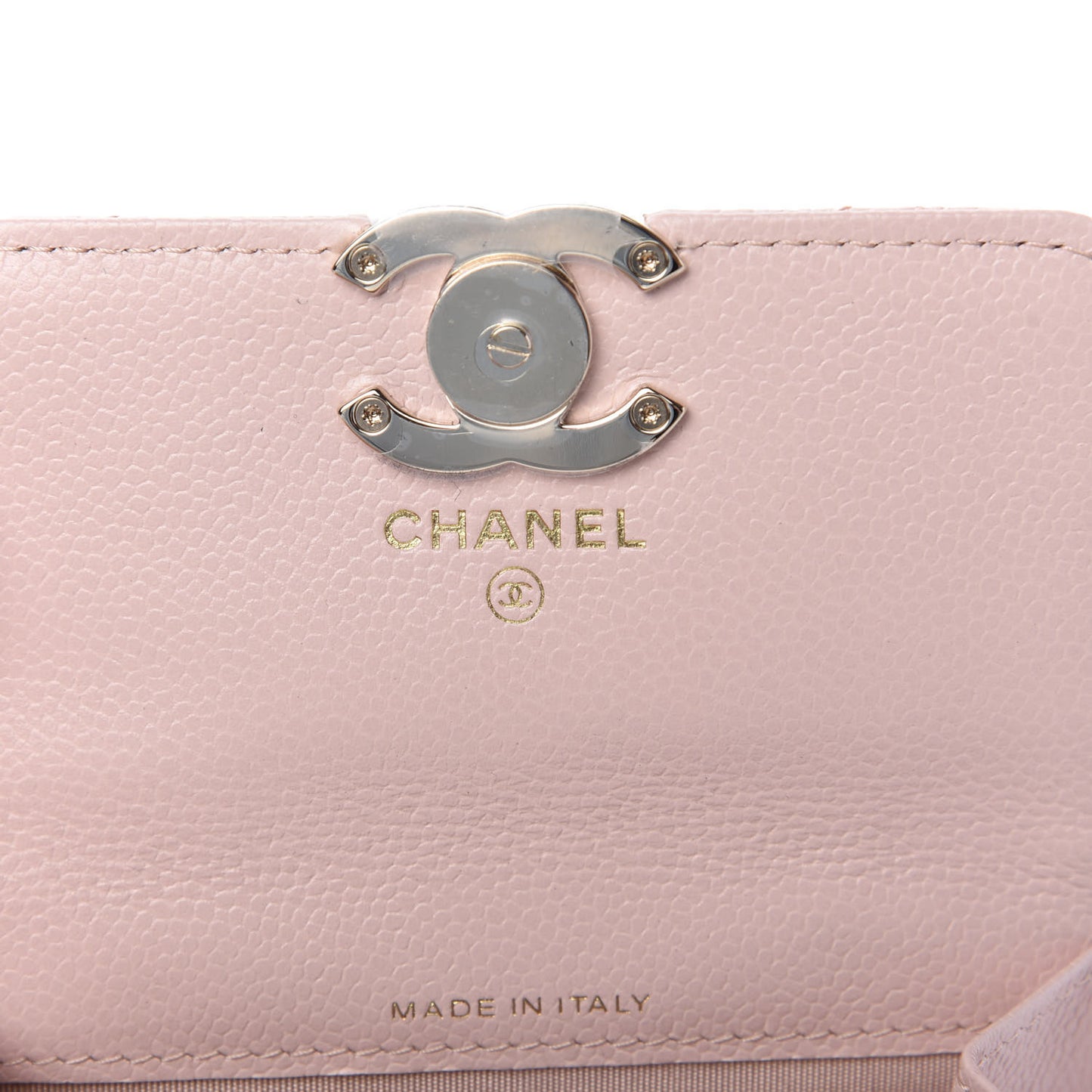 Caviar Quilted Card Holder On Chain Light Pink
