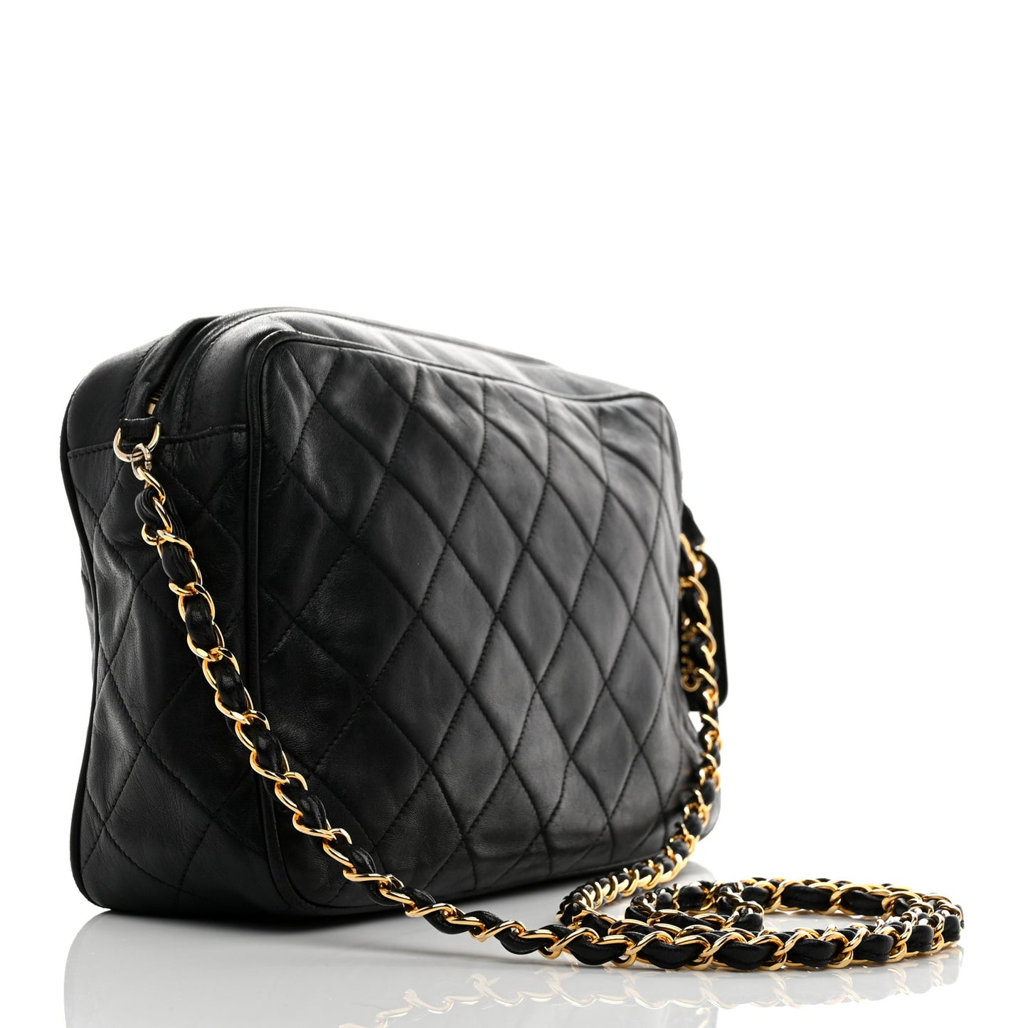 Lambskin Quilted Camera Case Black
