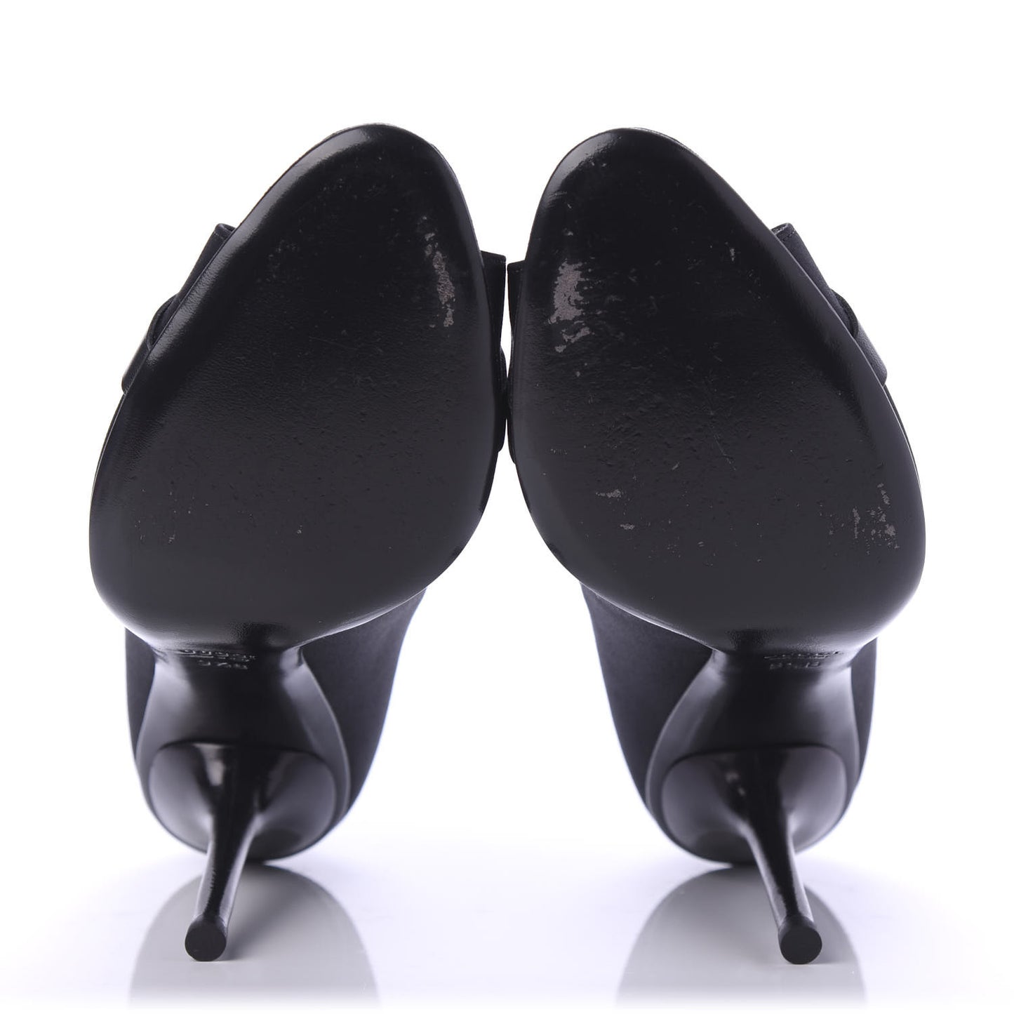 Satin Crystal Peep Toe Pumps 9.5 Black