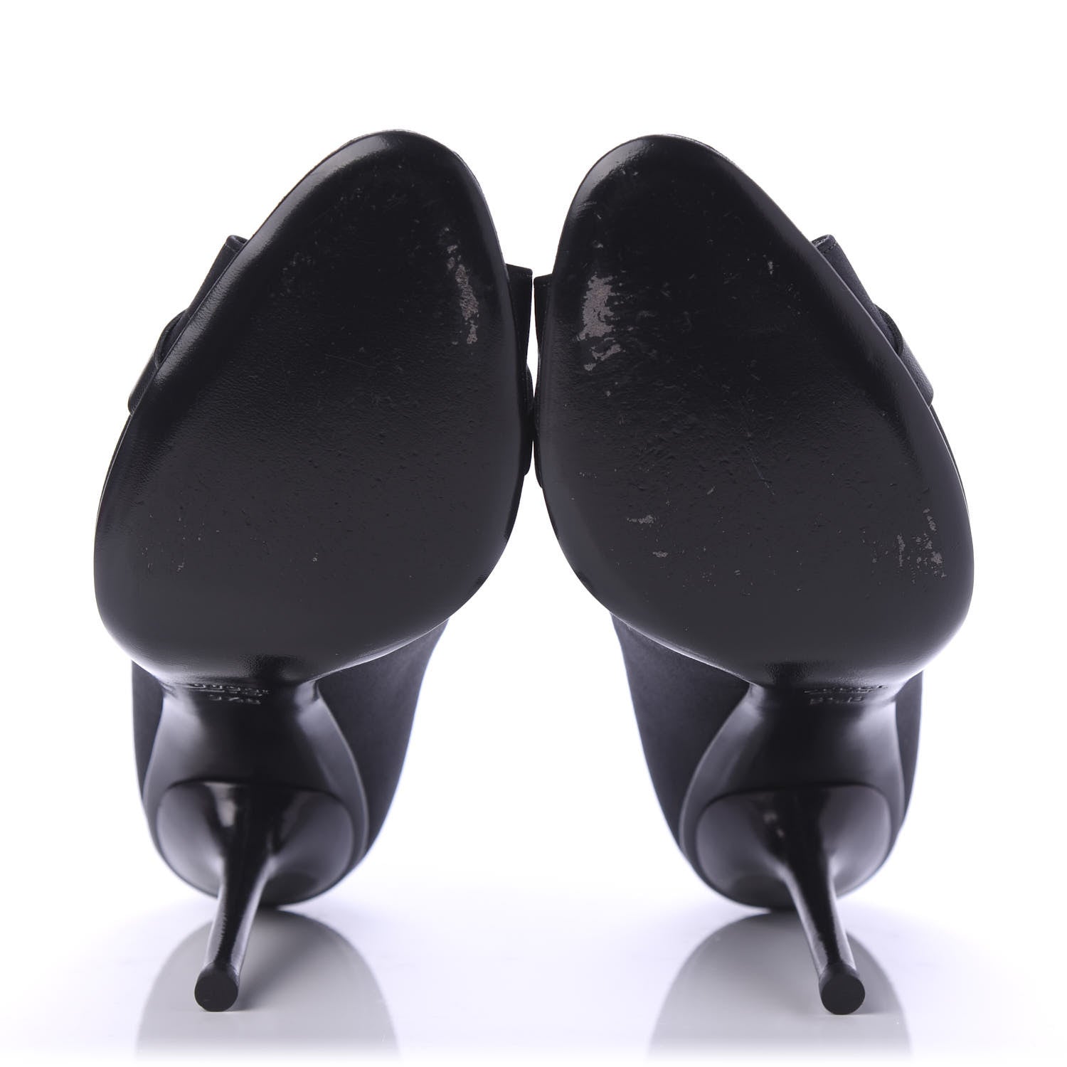 Gucci Satin Crystal Peep Toe Pumps 9.5 Black 5 of 9