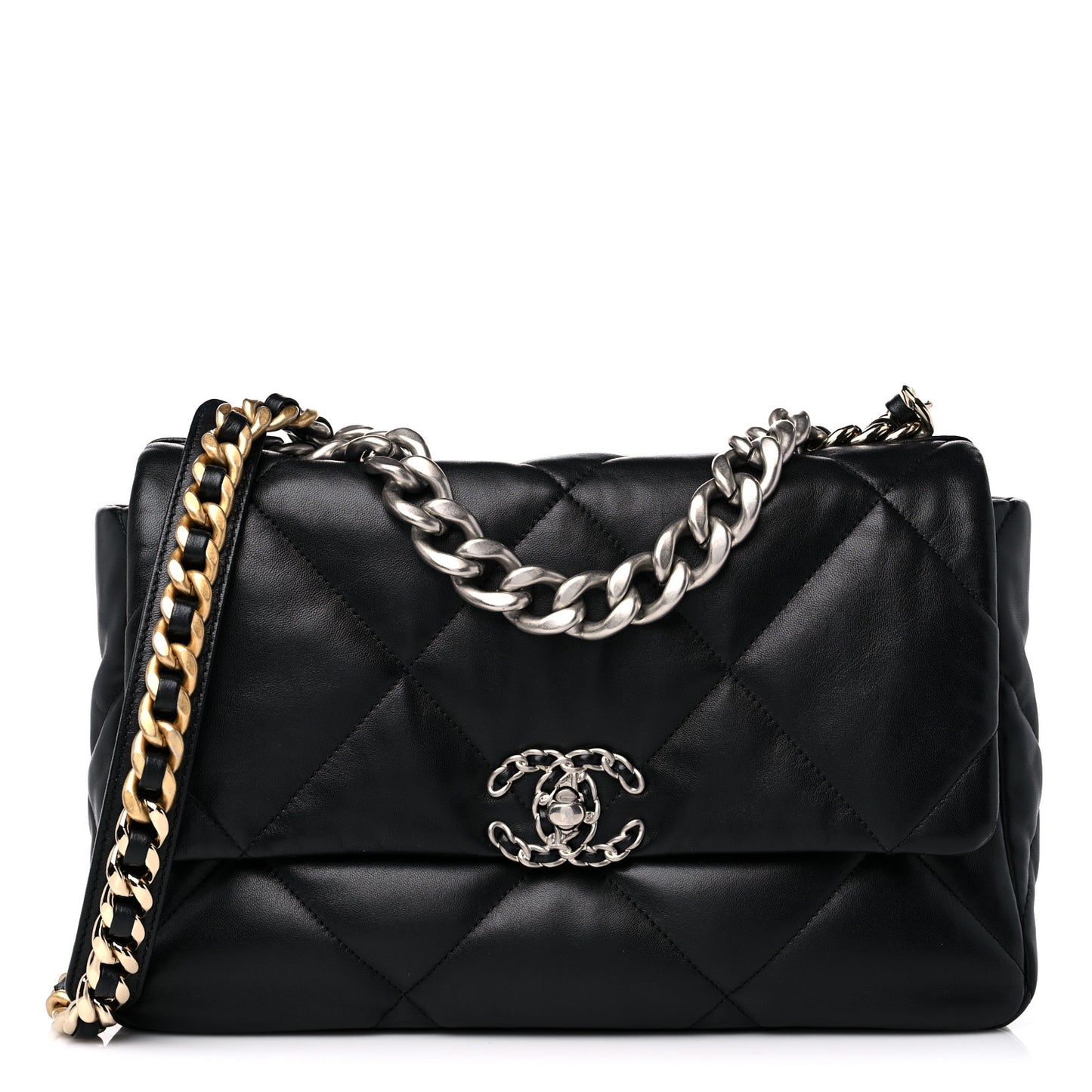 Lambskin Quilted Large Chanel 19 Flap Black