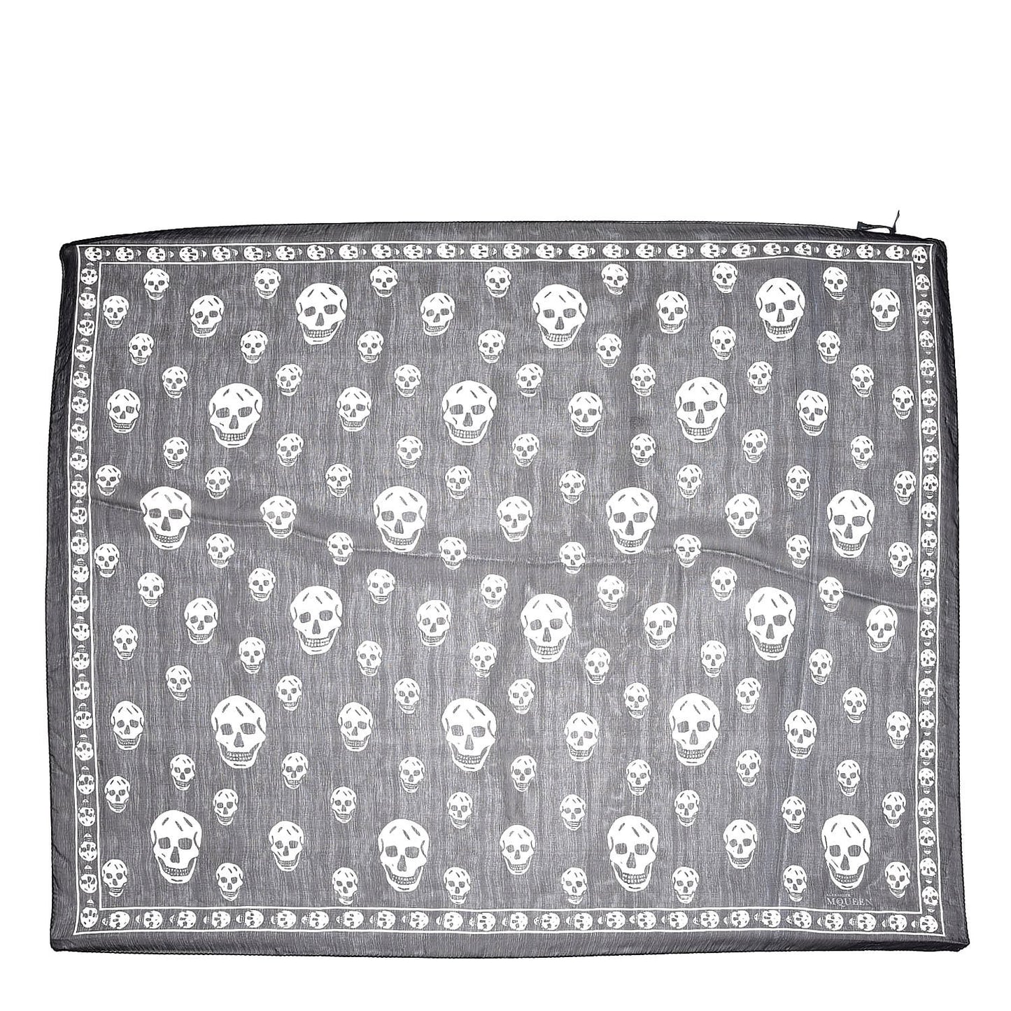 Silk Chiffon Skull Scarf Black Ivory