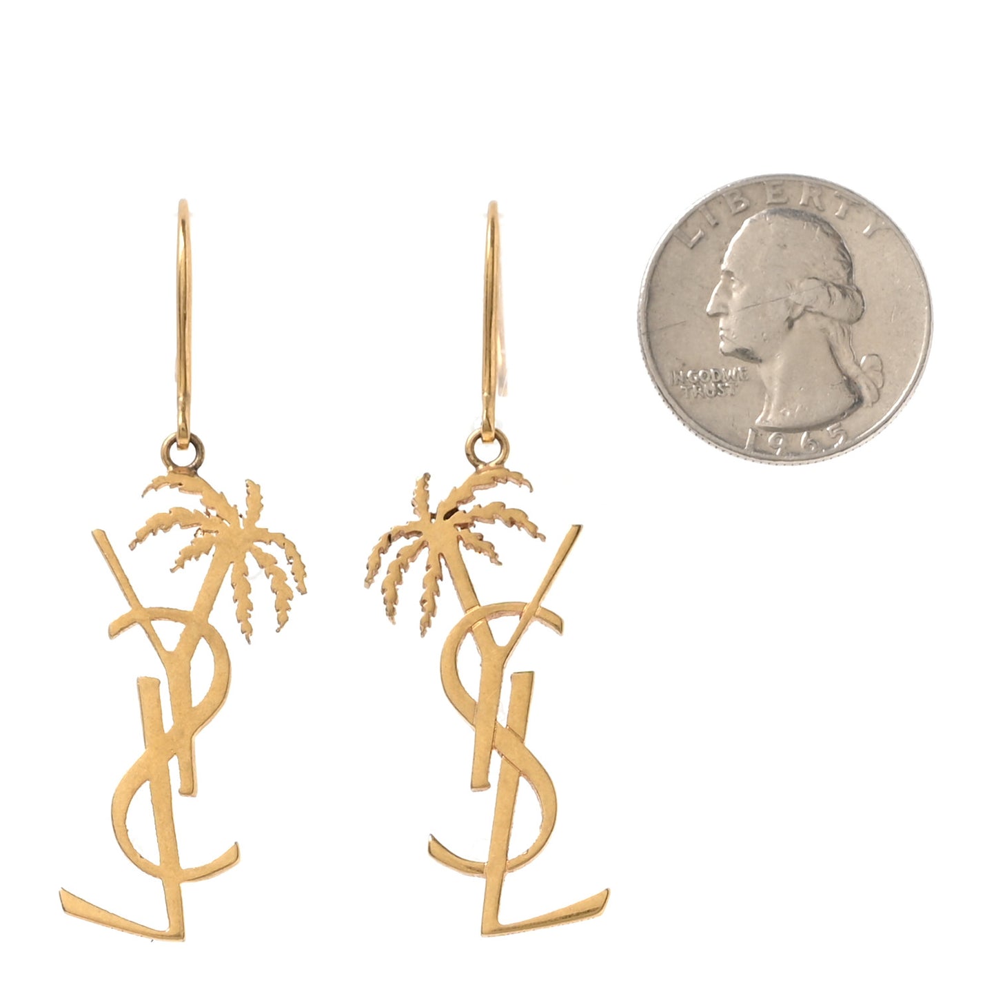 Metal Monogram Palm Earrings Gold