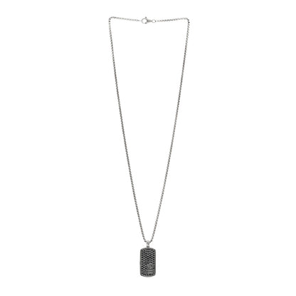 David Yurman Sterling Silver Black Diamond Large Dog Tag Pendant Necklace 3 of 5