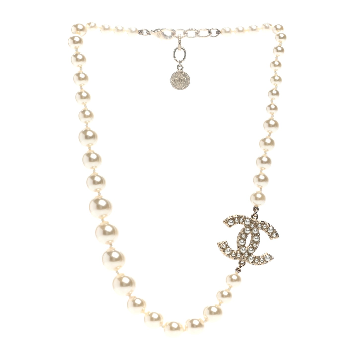 Pearl CC 100th Anniversary Necklace Light Gold