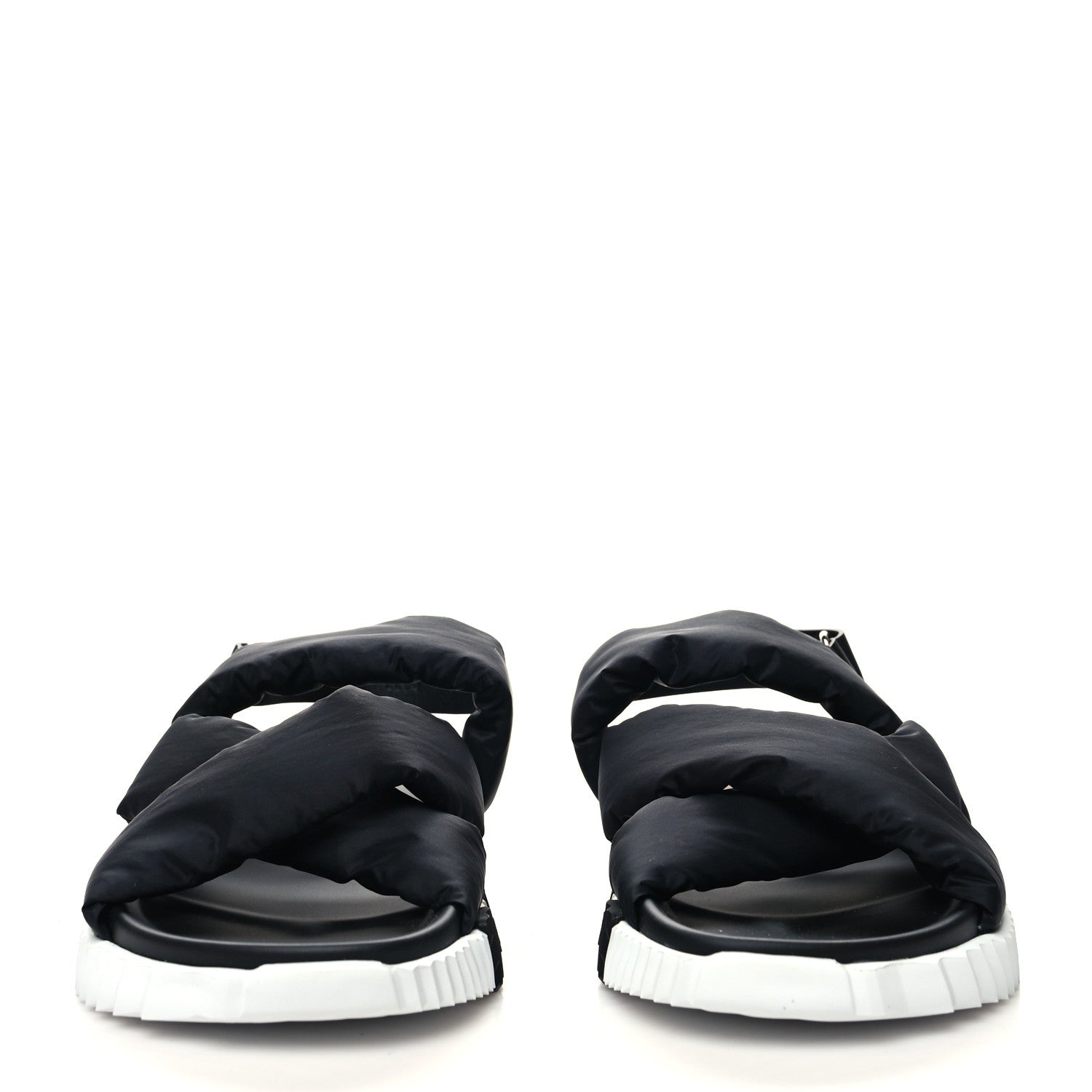 Hermes Parachute Fabric Calfskin Womens Electric Sandals 39