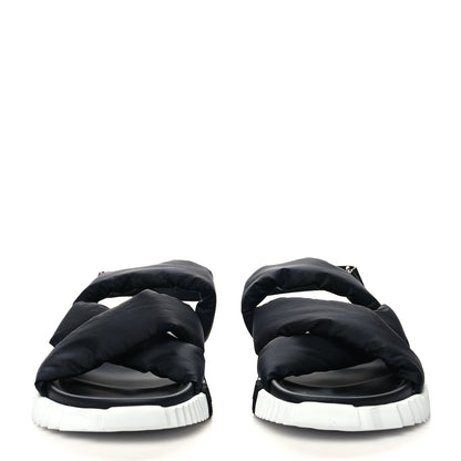 Hermes Parachute Fabric Calfskin Womens Electric Sandals 39 Black 2 of 8