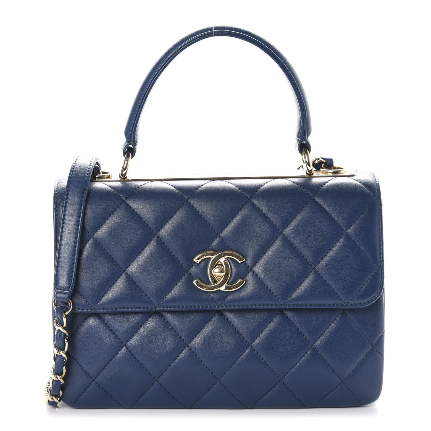 Chanel Lambskin Quilted Small Trendy CC Flap Dual Handle Bag Blue 1 of 10