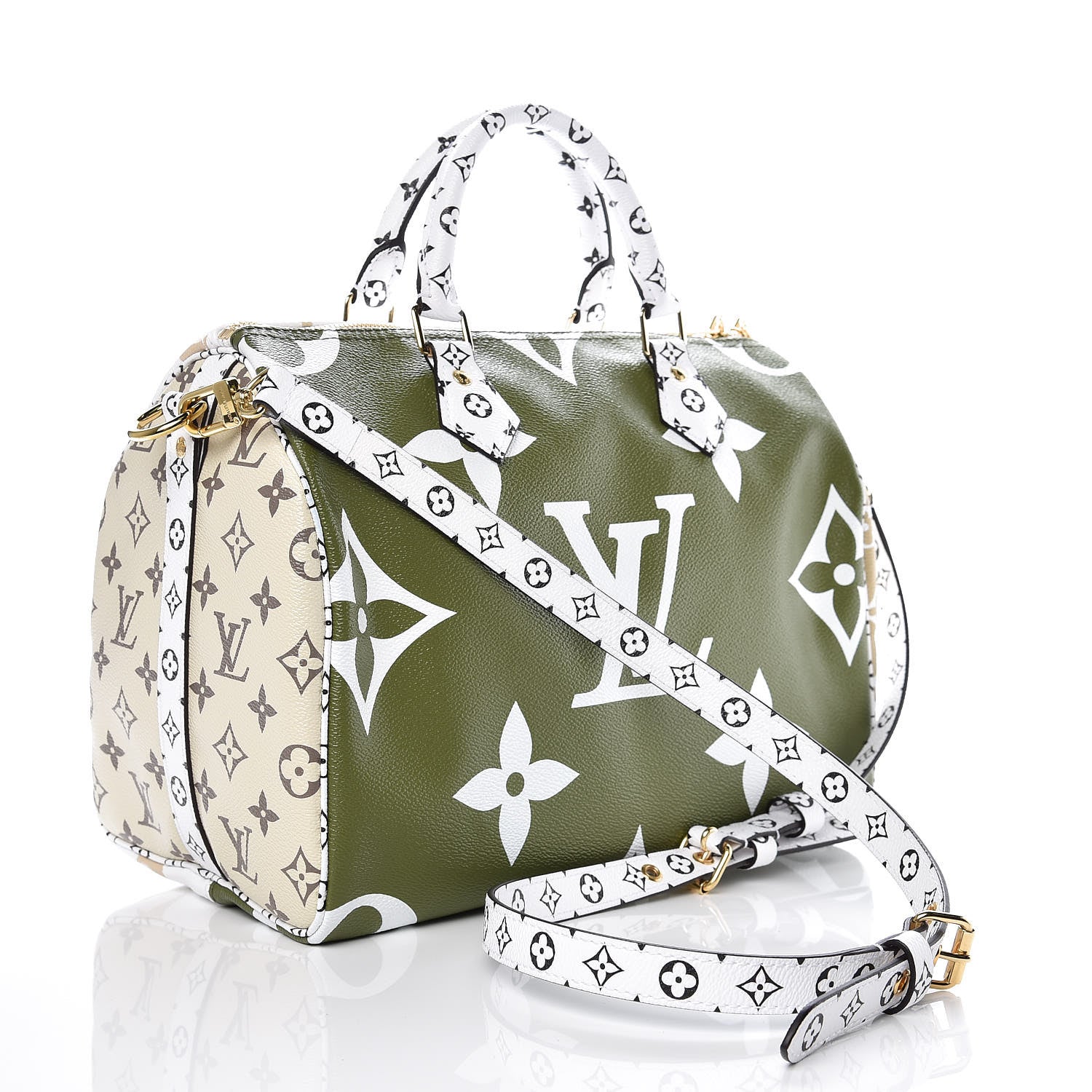 Louis Vuitton Monogram Giant Speedy Bandouliere 30 Kaki Beige 4 of 10