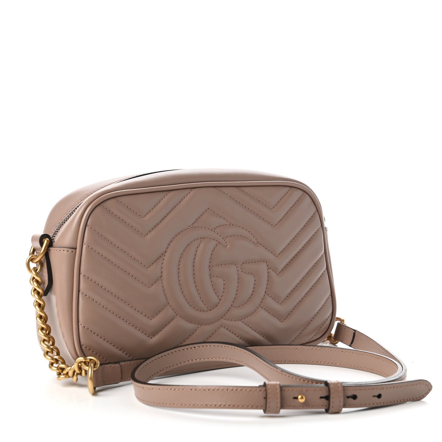 Calfskin Matelasse Small GG Marmont Chain Shoulder Bag Porcelain Rose