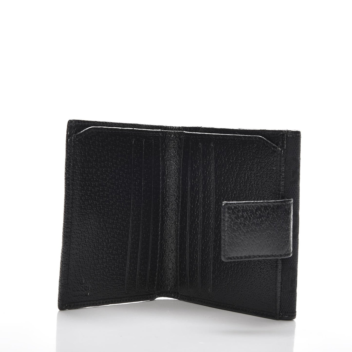 Monogram Textured Calfskin Metal Bar French Flap Wallet Black