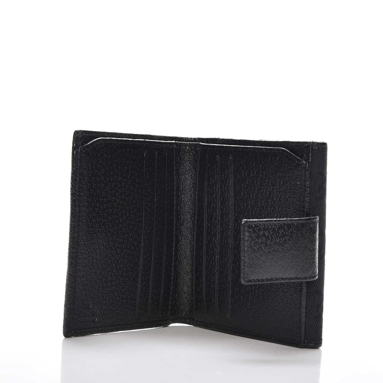 Gucci Monogram Textured Calfskin Metal Bar French Flap Wallet Black 6 of 8