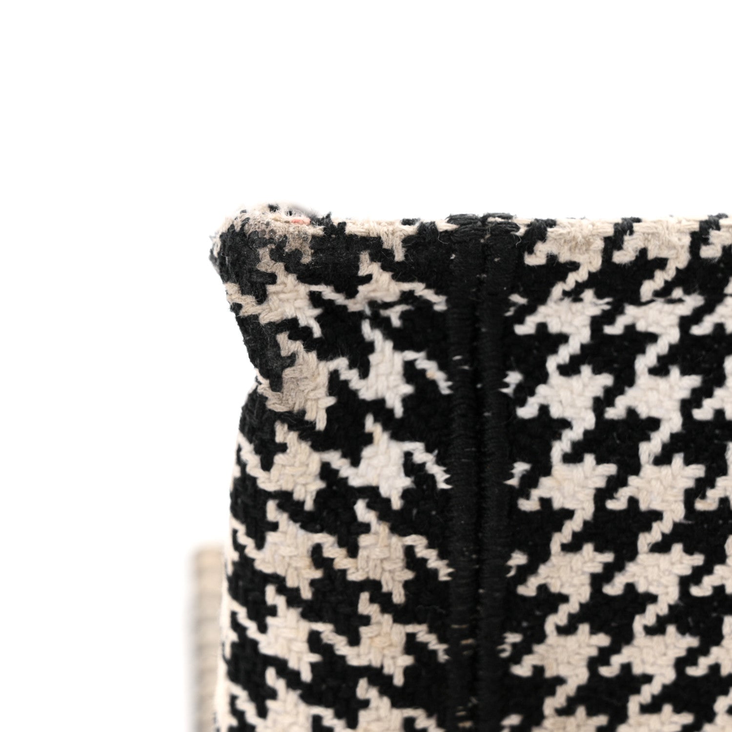 Christian Dior Canvas Houndstooth Embroidered Medium Book Tote Black White 27 of 27