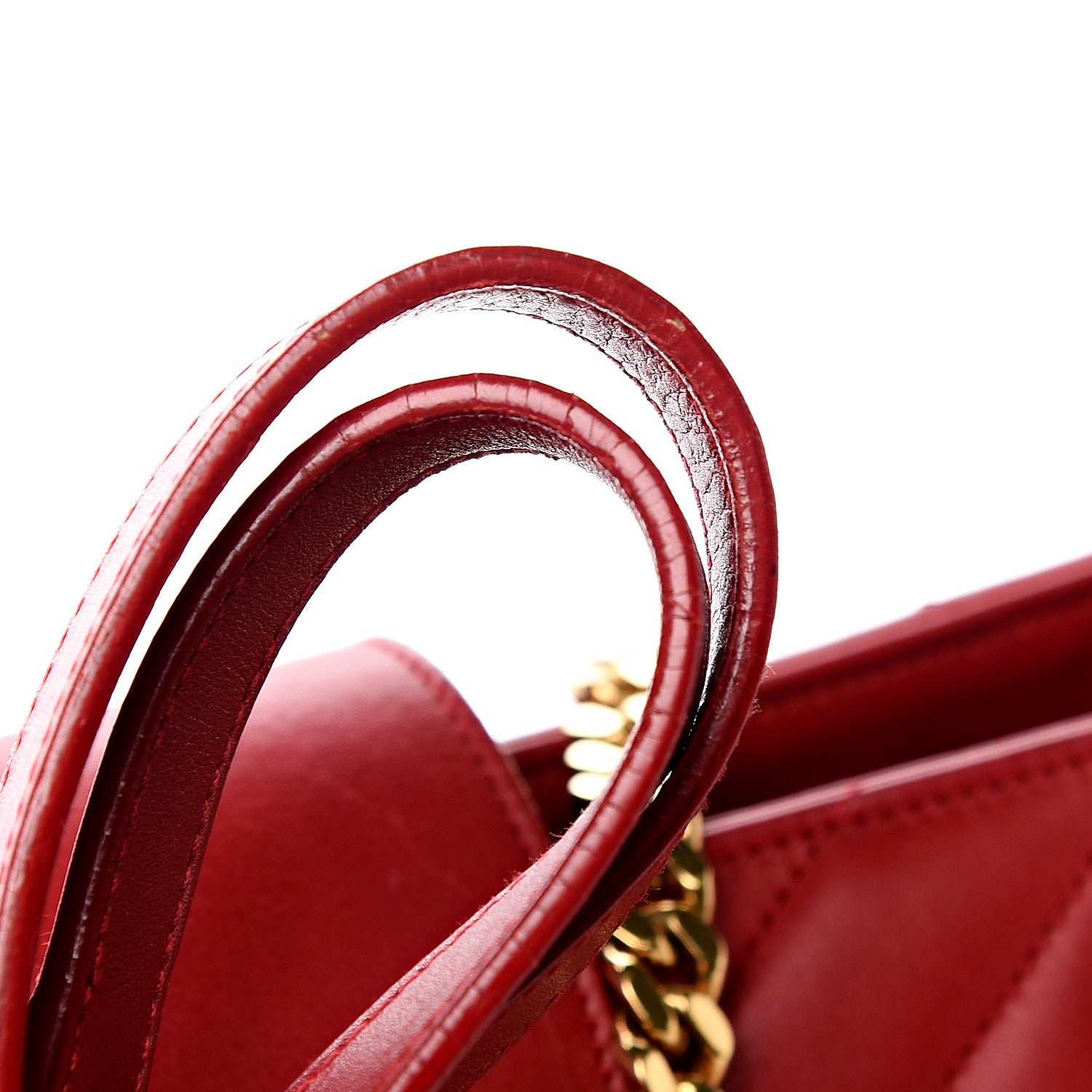 Saint Laurent Smooth Calfskin Matelasse Chevron Monogram Shopping Bag Red 15 of 15