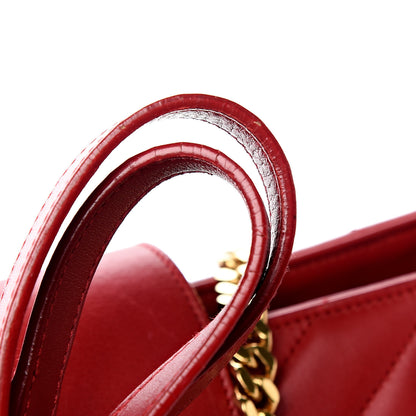 Saint Laurent Smooth Calfskin Matelasse Chevron Monogram Shopping Bag Red 15 of 15