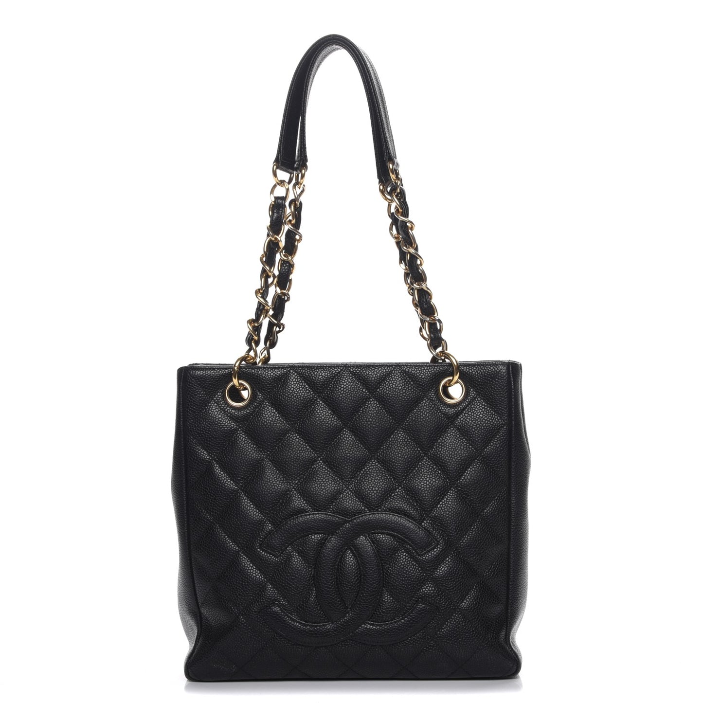 Caviar Quilted Petit Shopping Tote PST Black