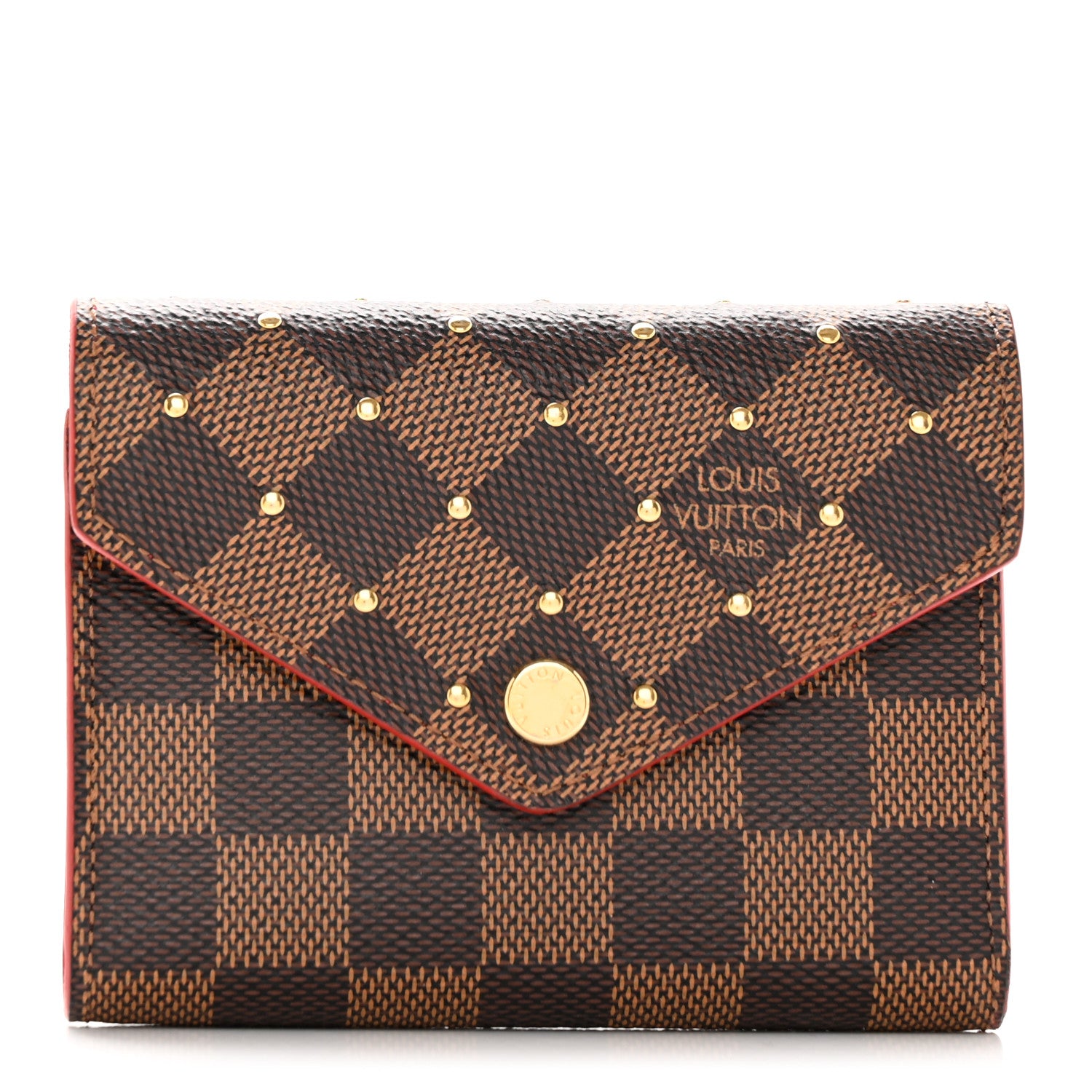 Louis Vuitton Damier Ebene Studded Victorine Wallet Cherry 1 of 12