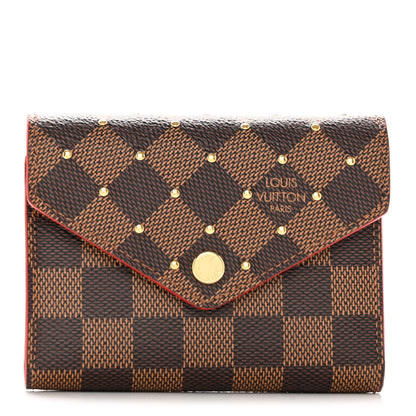 Louis Vuitton Damier Ebene Studded Victorine Wallet Cherry 1 of 12