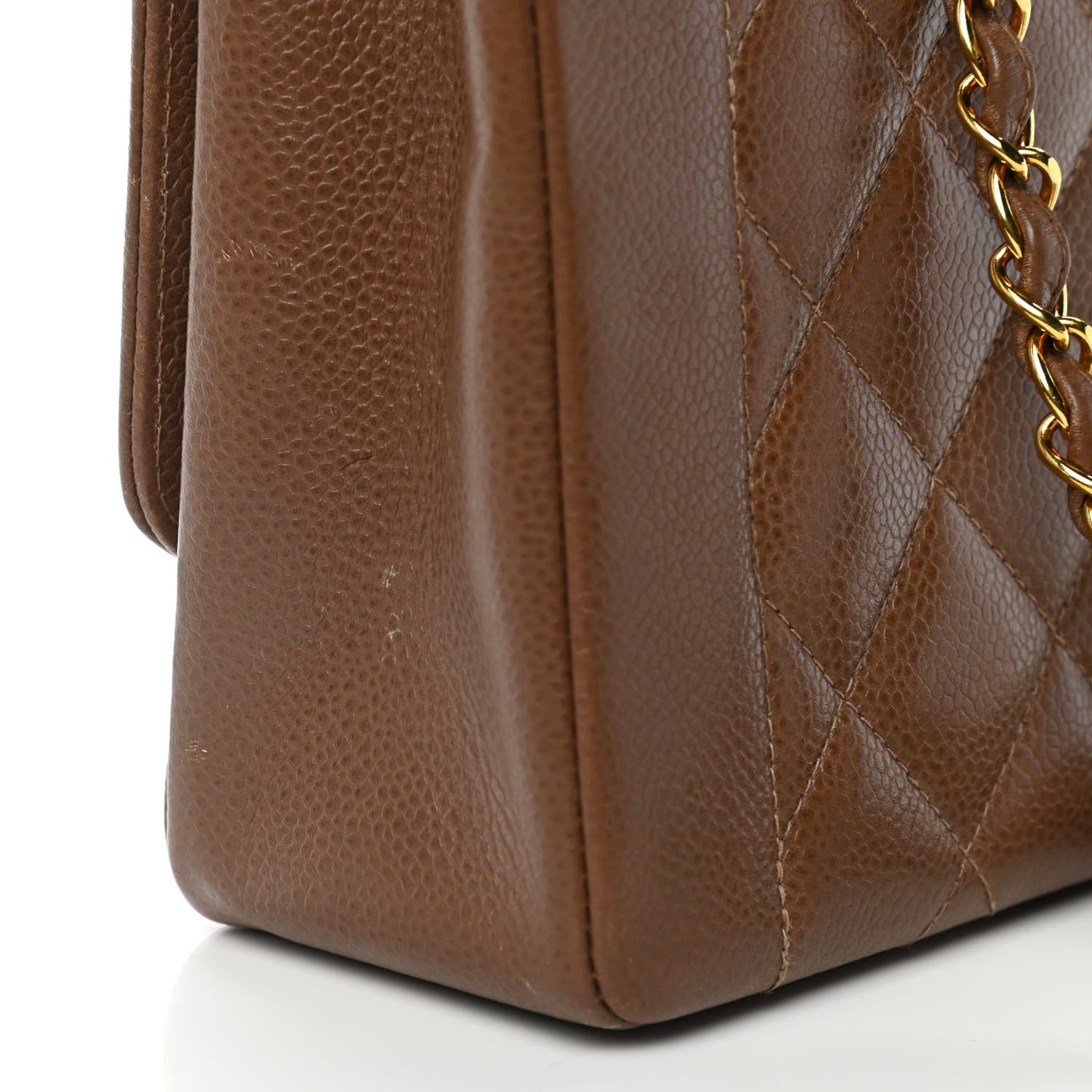 Caviar Quilted Medium Single Flap Brown
