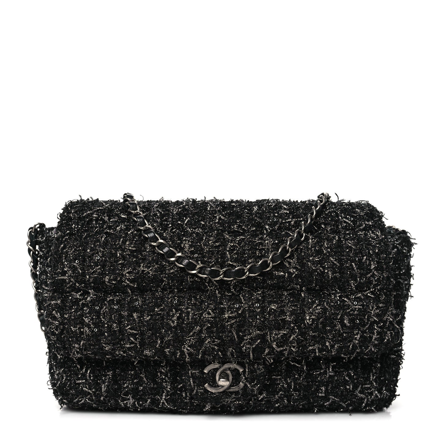 Glittered Tweed Quilted Jumbo Flap Multicolor