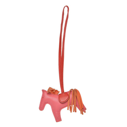Hermes Milo Lambskin Grigri Rodeo Bag Charm PM Rose Azalee Orange Poppy Rouge Indien 1 of 5