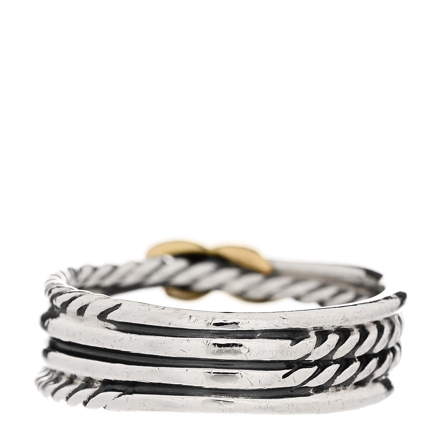 Sterling Silver 18K Yellow Gold 6mm X Crossover Ring 51 5.75