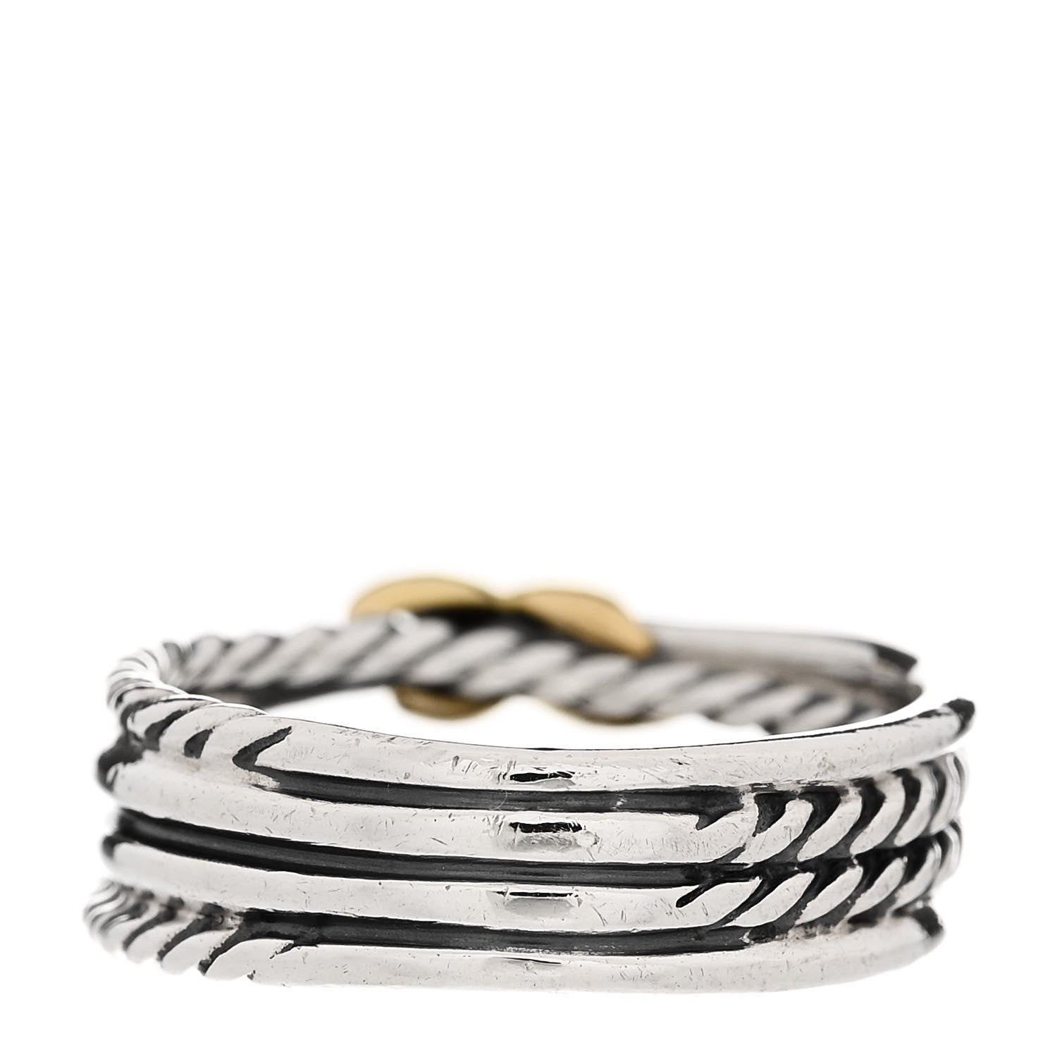 David Yurman Sterling Silver 18K Yellow Gold 6mm X Crossover Ring 51 5.75 3 of 5