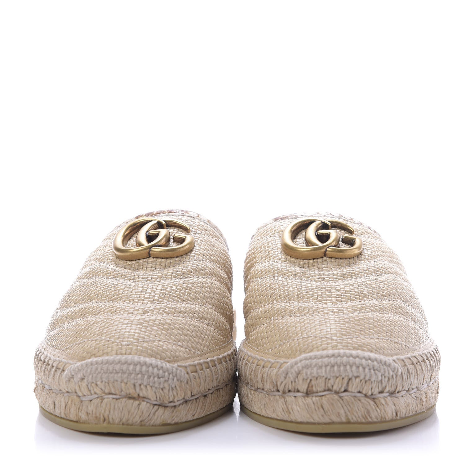 Gucci Straw Elaphe Matelasse GG Marmont Espadrille Slippers 39.5 Natural Cream Brown 2 of 12
