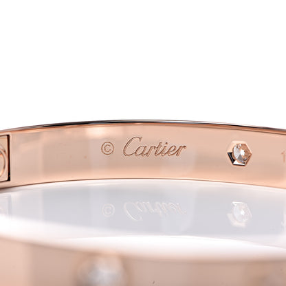 Cartier 18K Pink Gold 4 Diamond LOVE Bracelet 17 5 of 8