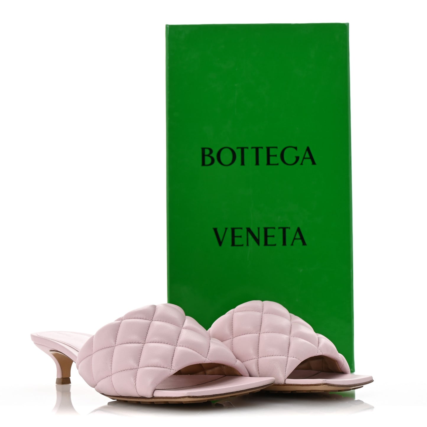 Nappa Padded Kitten Heel Mule Sandals 37.5 Cameo