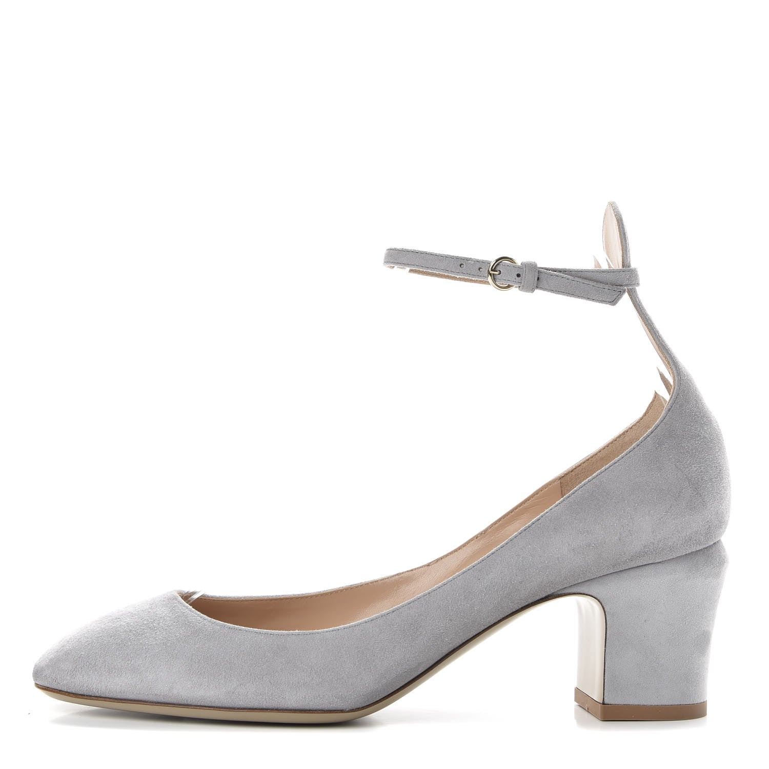 Valentino Garavani Suede Tan-Go Mary Jane 60mm Pumps 38.5 Pastel Grey 1 of 10