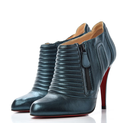 Christian Louboutin Metallic Nappa Laminato Sigourney 100 Booties 36.5 Peacock 3 of 9