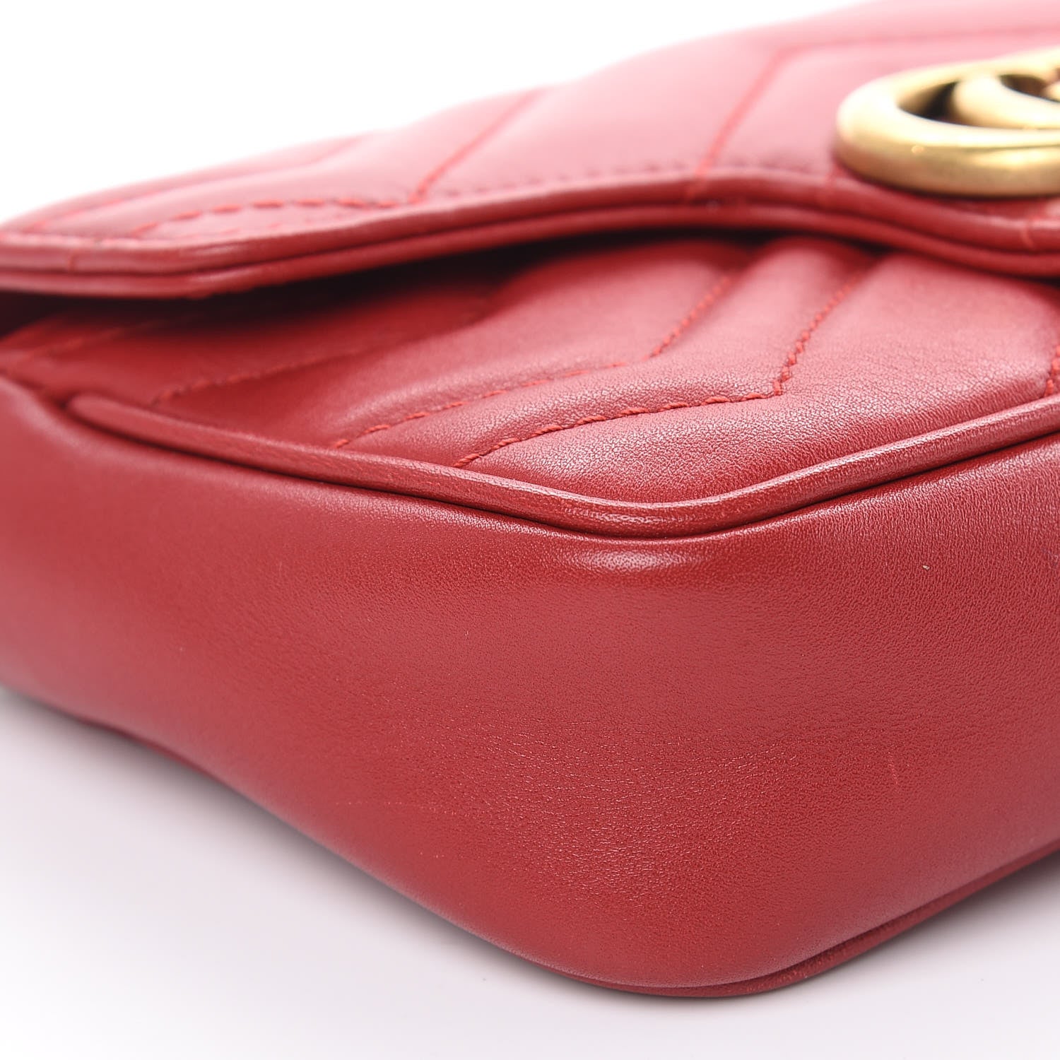 Gucci Calfskin Matelasse Super Mini GG Marmont Shoulder Bag Hibiscus Red 8 of 16