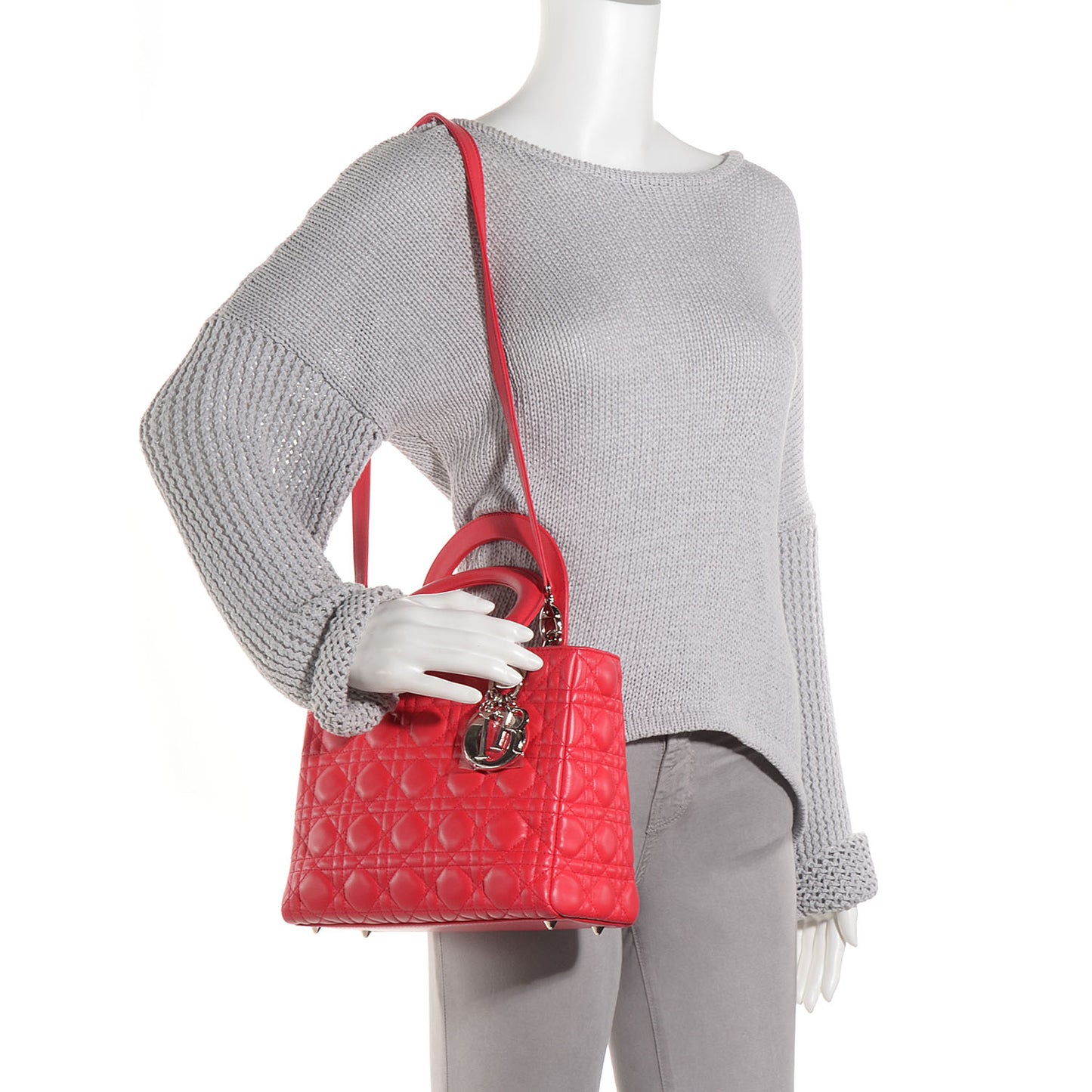 Lambskin Cannage Medium Lady Dior Coral