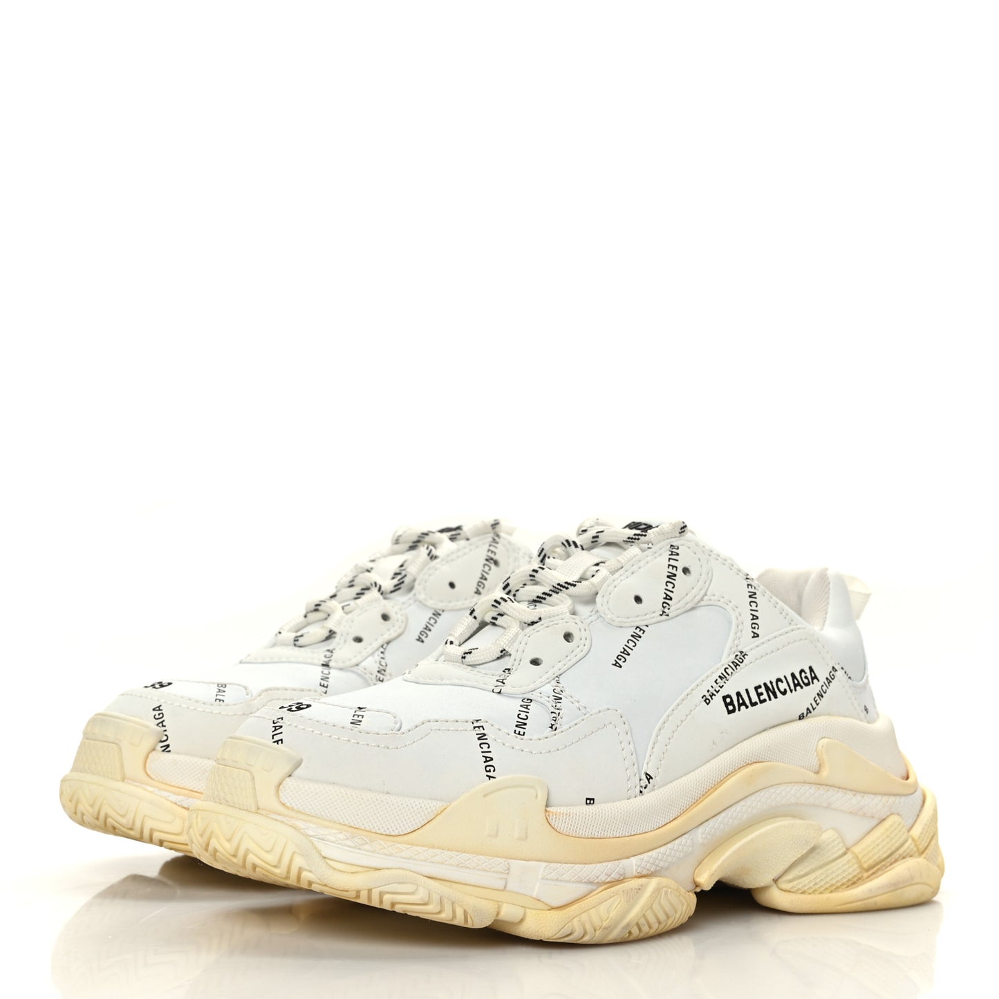 Technical Fabric Allover Logo Womens Triple S Sneakers 39 White Black