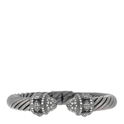 David Yurman Darkened Sterling Silver Black Diamond 9mm Renaissance Bracelet 1 of 3