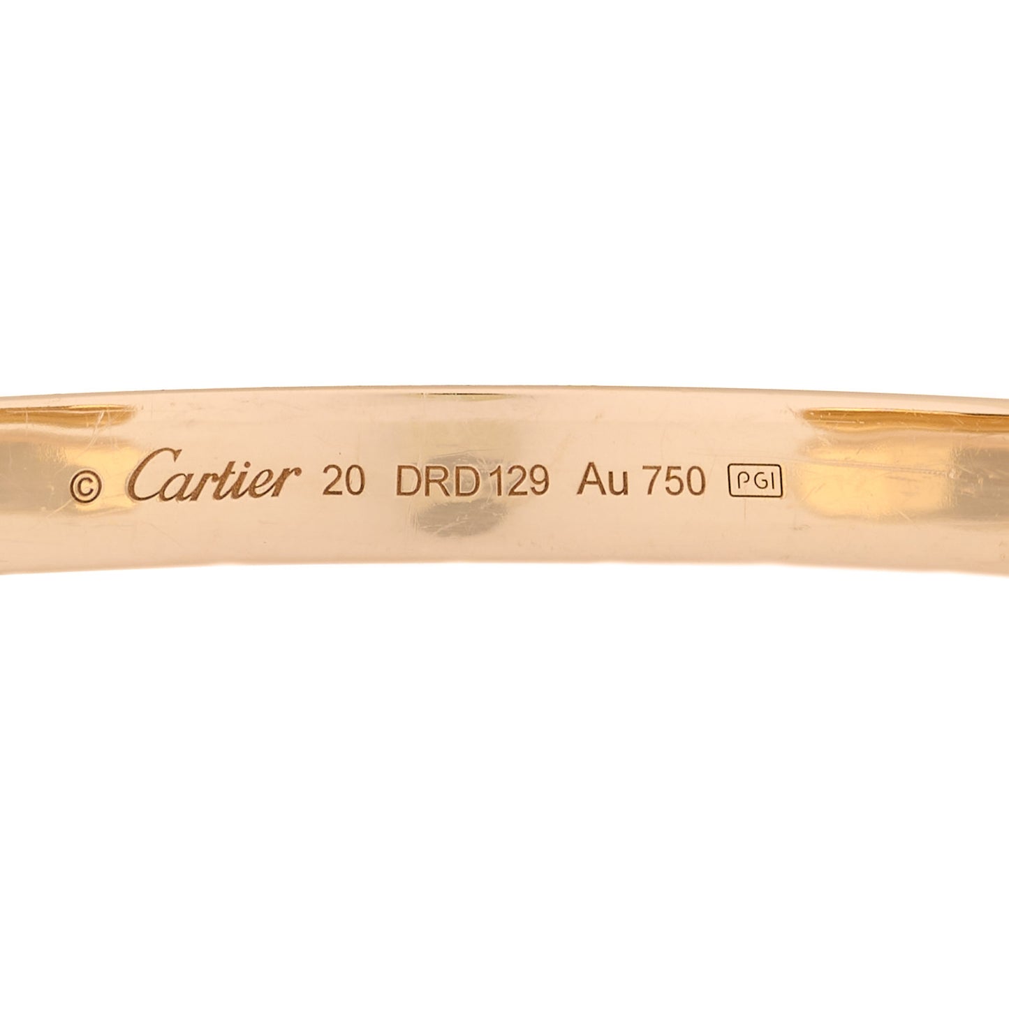 18K Yellow Gold LOVE Cuff Bracelet 20