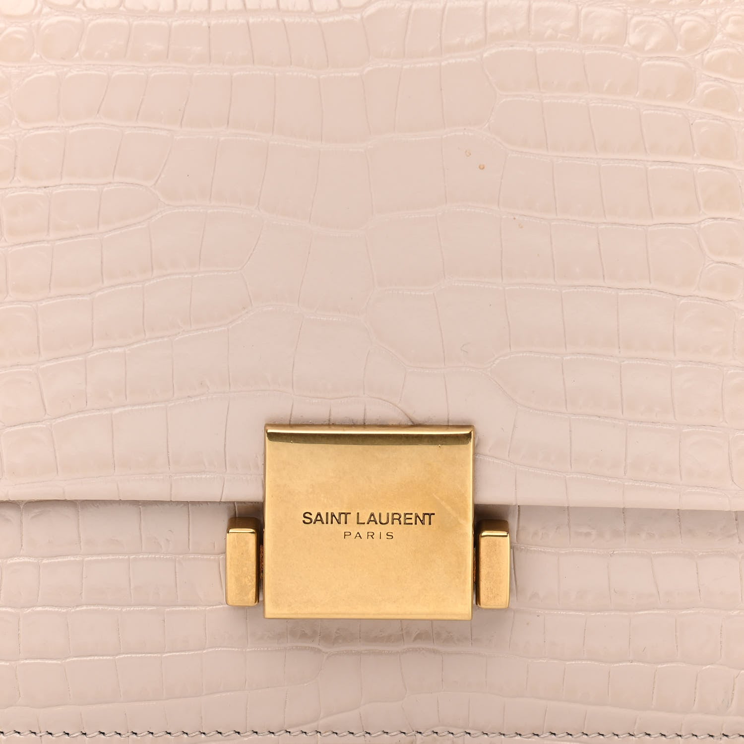 Saint Laurent Calfskin Crocodile Embossed Medium Bellechasse Satchel Powder Pink 7 of 11