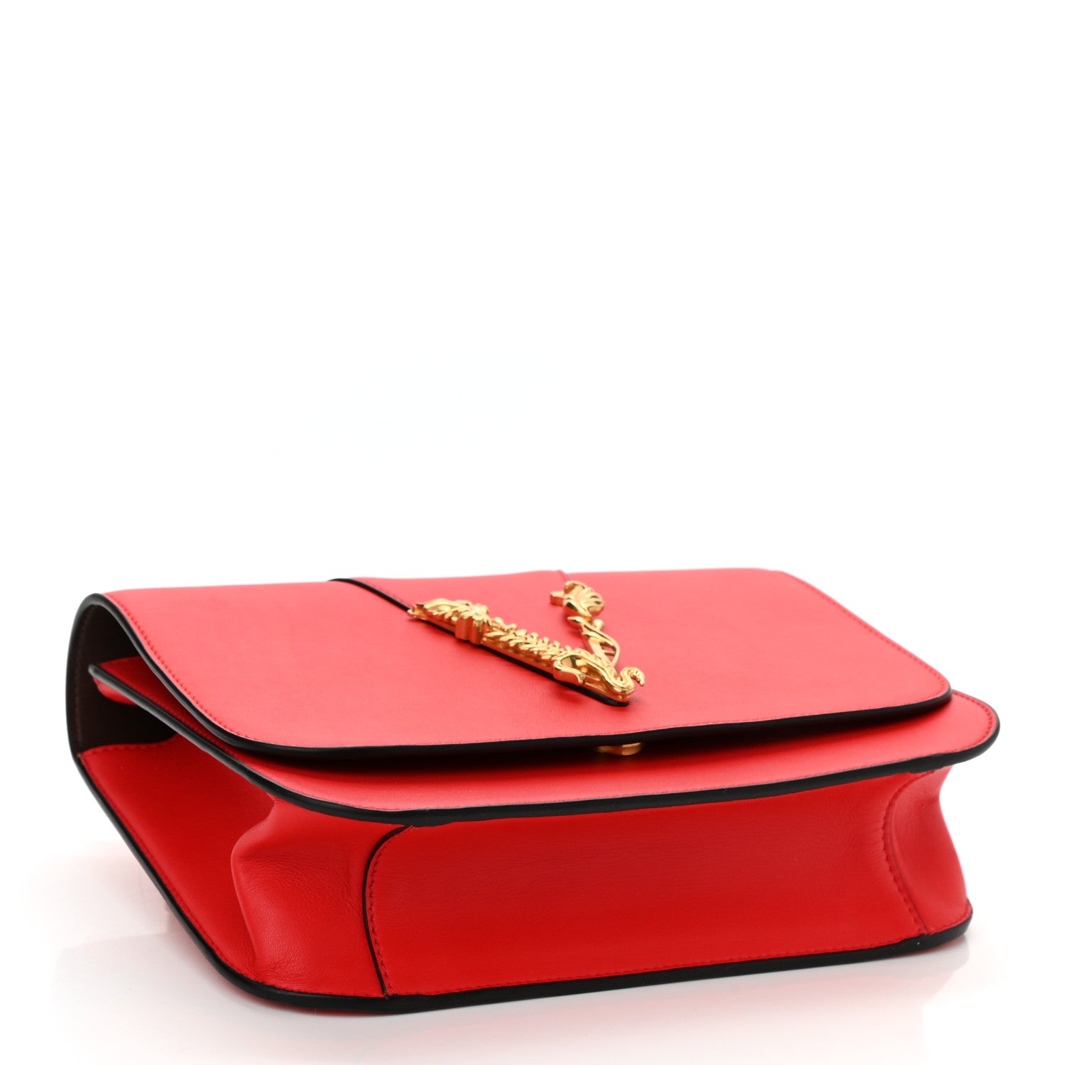 Versace Vitello Barocco Virtus Top Handle Shoulder Ba Red 4 of 7